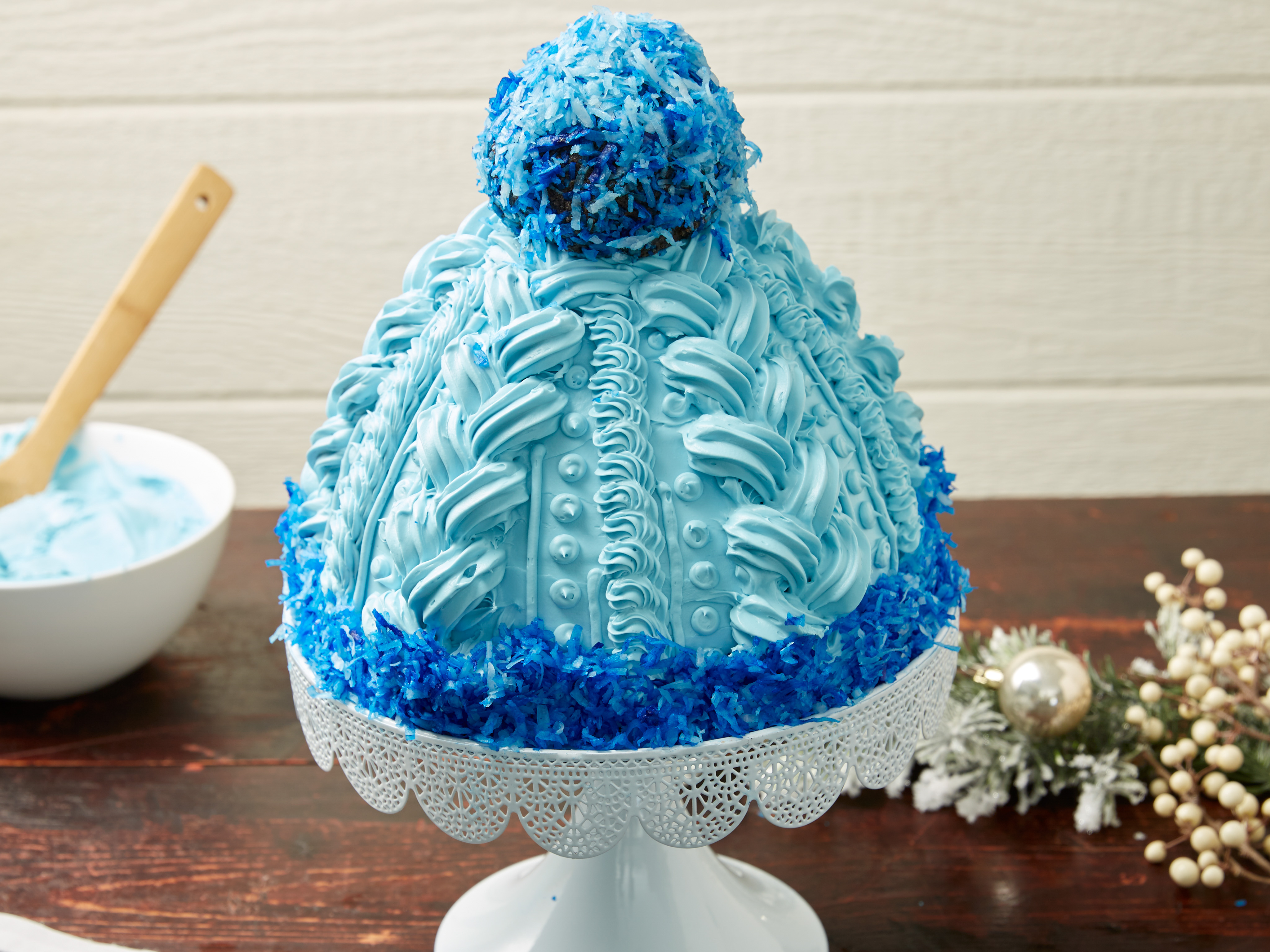Christmas Tree with snowflakes Cake- Blue & white Buttercream Cake – Pao's  cakes