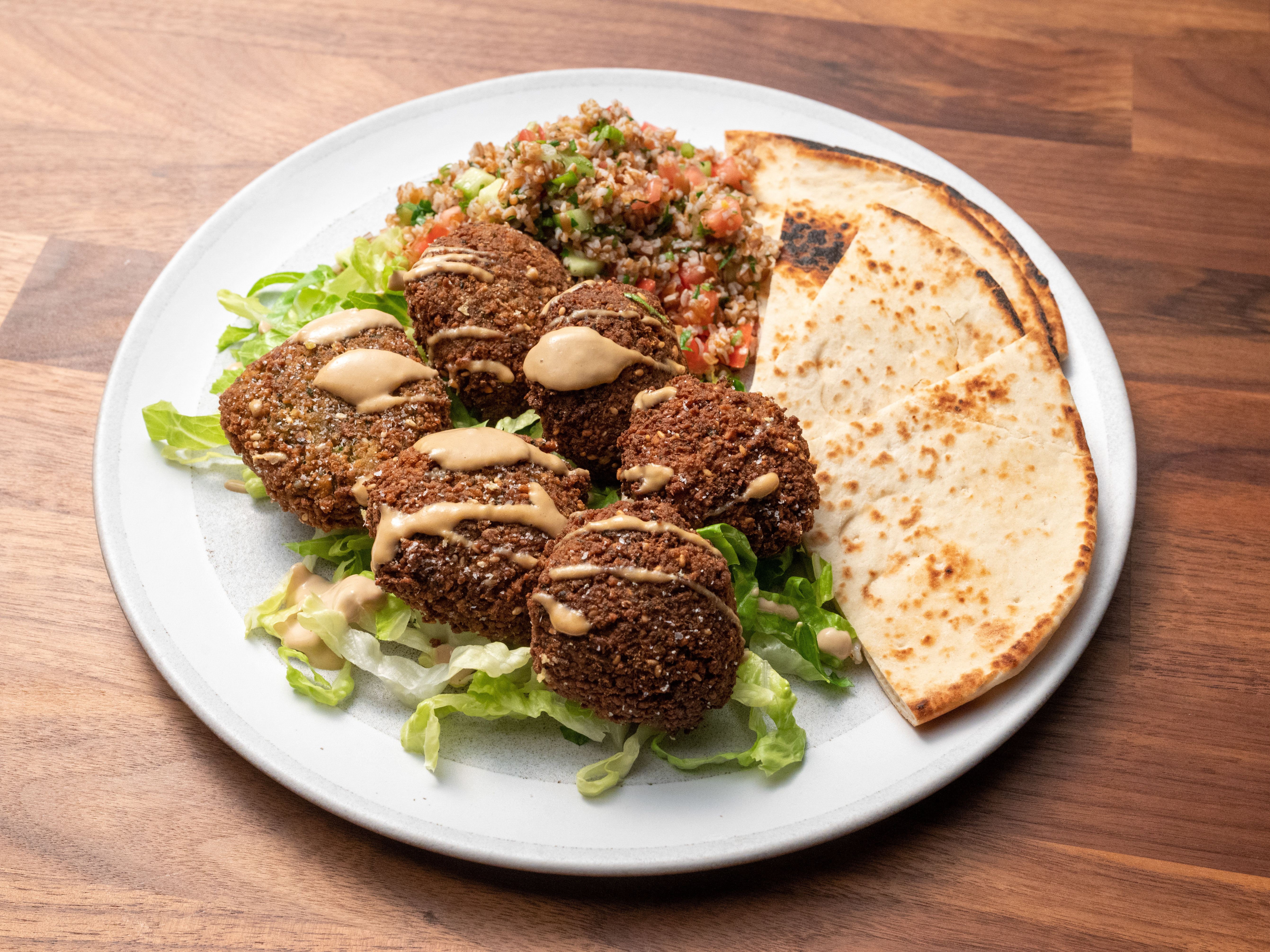 Falafel with Tabbouleh and Tahini Sauce Recipe, Anne Burrell