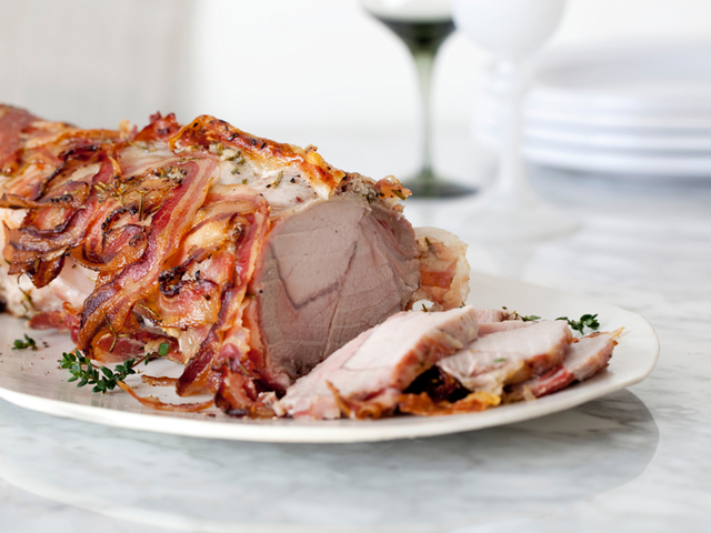 Pancetta Wrapped Pork Roast Recipe Giada De Laurentiis Food Network