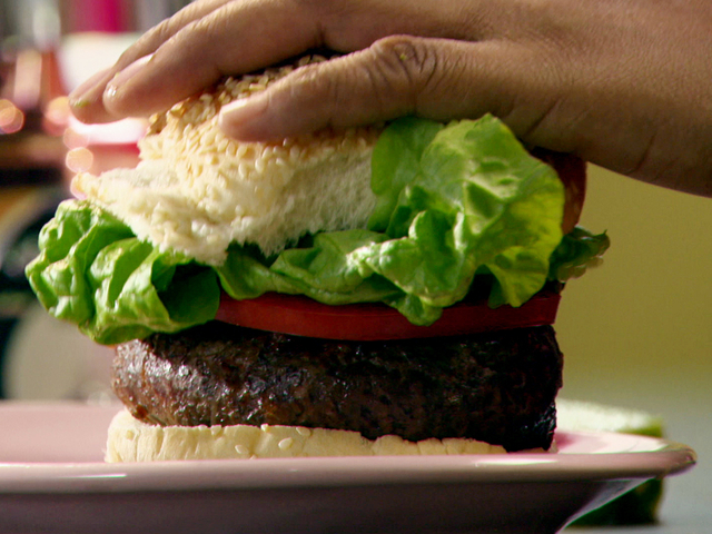 Bacon Onion And Cheese Stuffed Burger Recipe Sunny Anderson Food Network